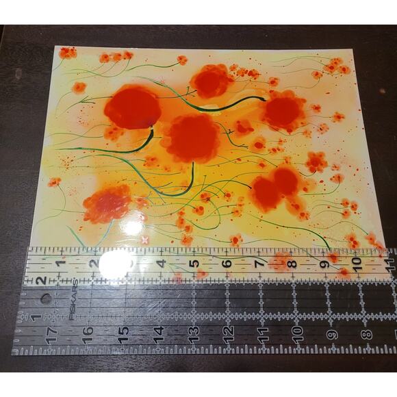 Abstract Wall Art Painting on Photo Paper by Local Artist in Yellows, reds,green - Picture 2 of 4